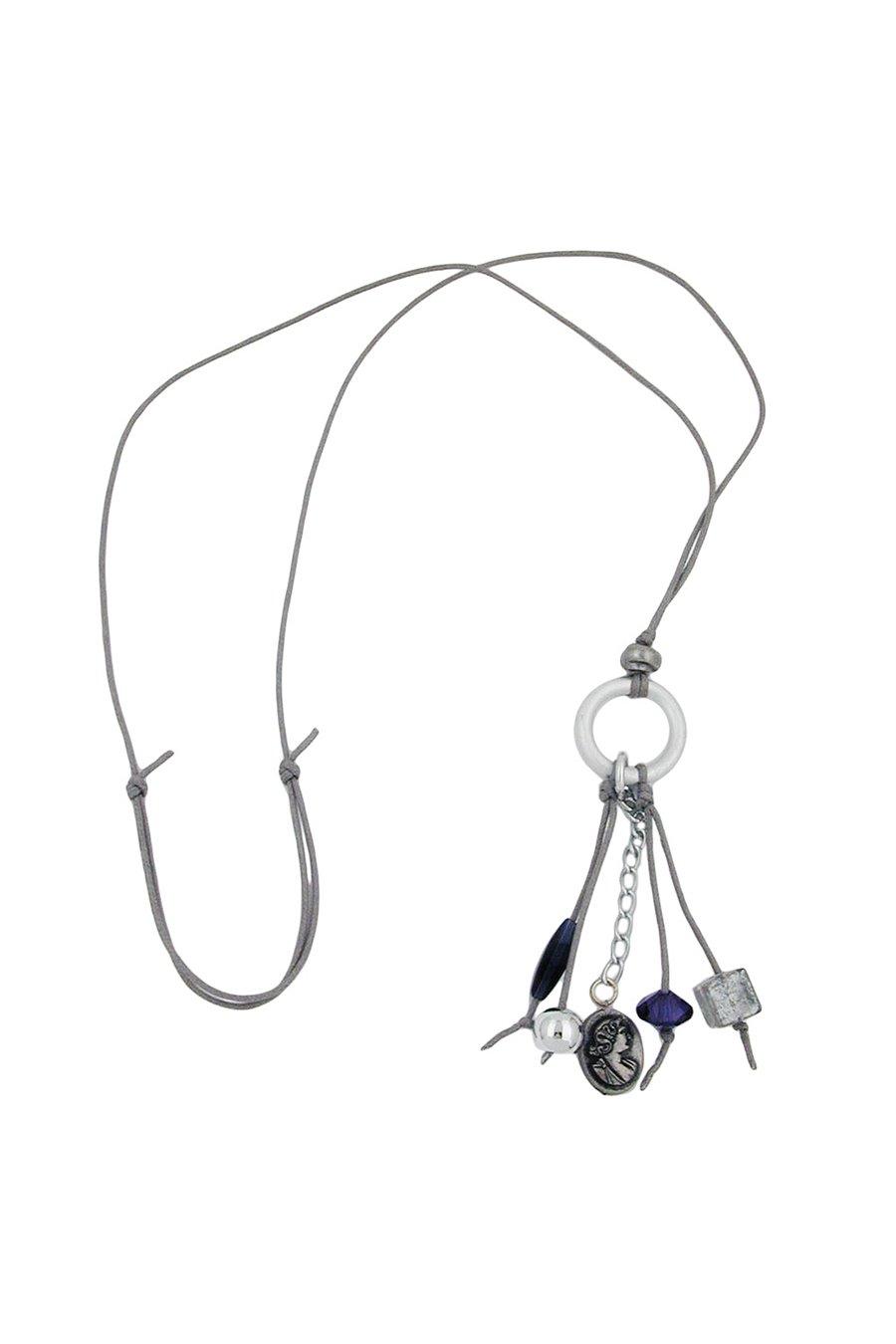 NECKLACE LIGHT GREY/ BLUE BEADS