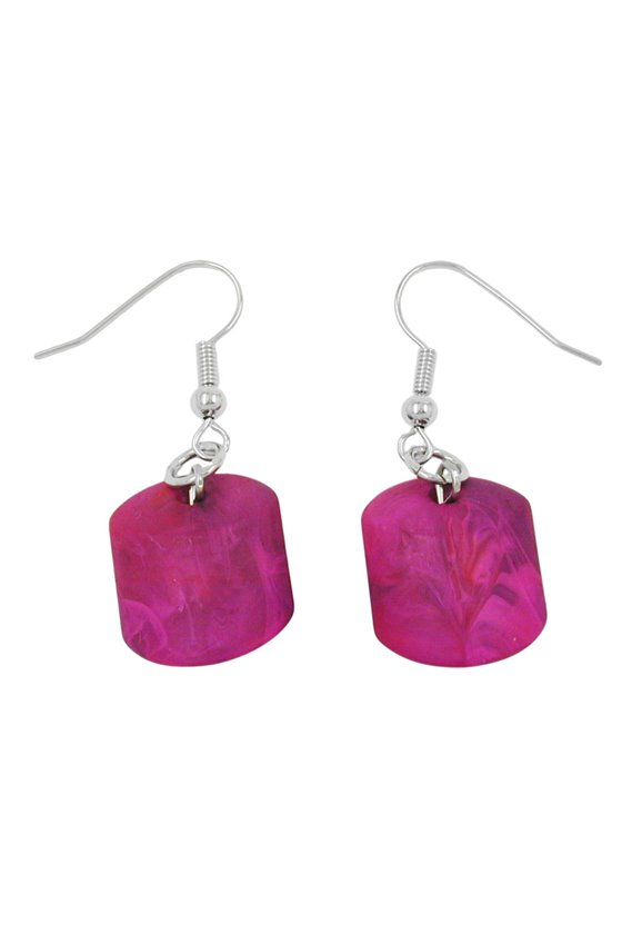 HOOK EARRINGS SLANTED BEAD PINK