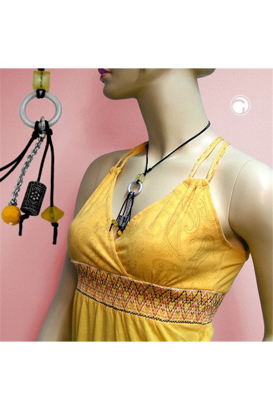 NECKLACE GREY/ YELLOW BEADS