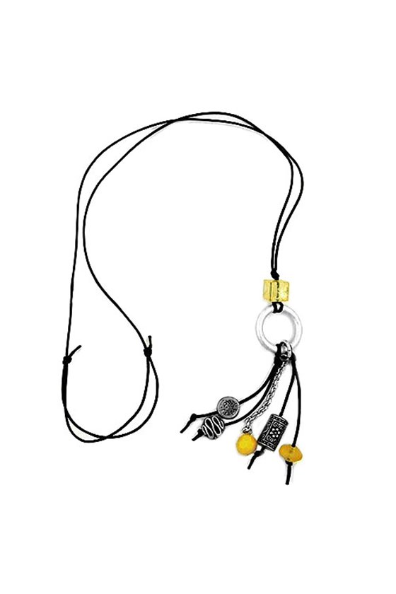 NECKLACE GREY/ YELLOW BEADS