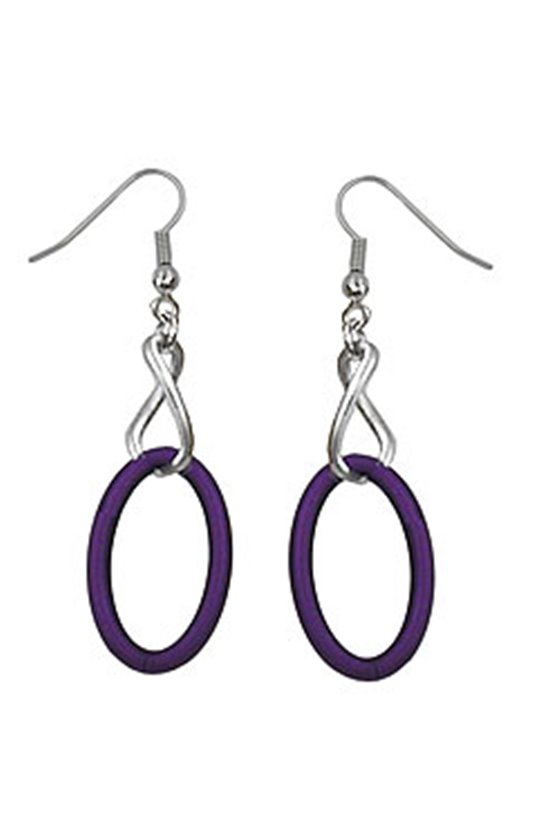 HOOK EARRINGS CHAIN LINKS LILAC AND BLACKENED SILVER COLOUR