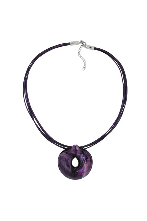 NECKLACE AMULETT LILAC MARBLED 55CM