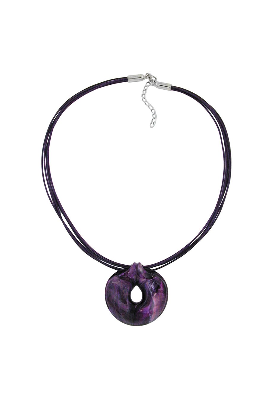 NECKLACE AMULETT LILAC MARBLED 55CM
