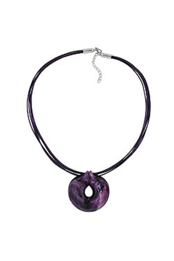 NECKLACE AMULETT LILAC MARBLED 55CM
