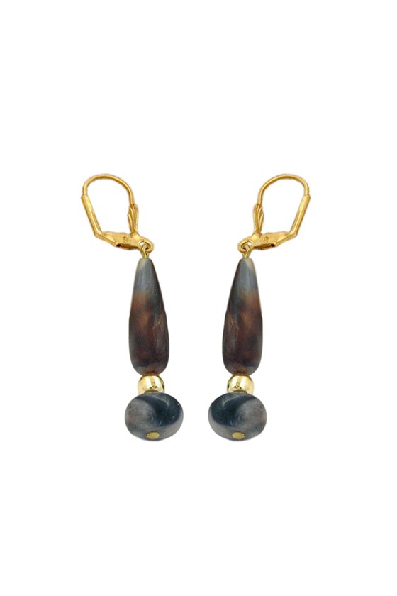 LEVERBACK EARRINGS DARK BROWN GREY