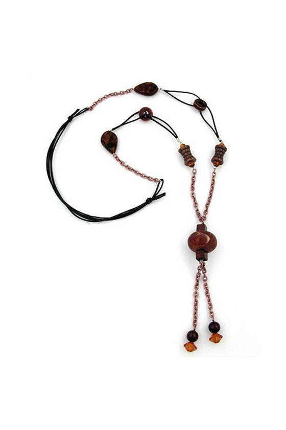 NECKLACE RUSTY-BROWN GLOBE & BEADS
