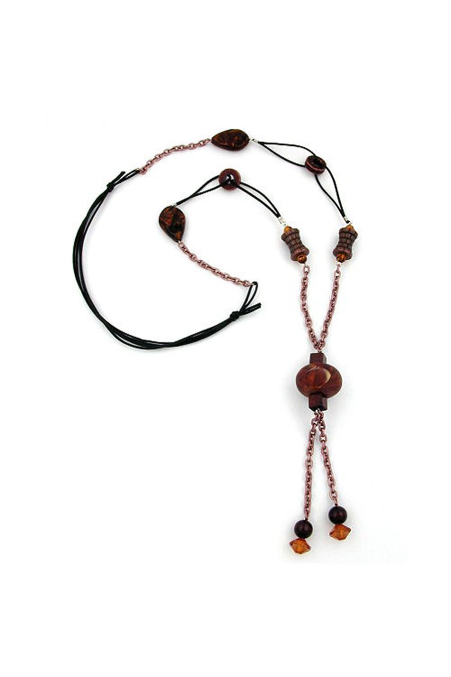 NECKLACE RUSTY-BROWN GLOBE & BEADS