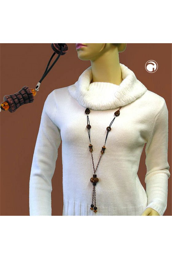 NECKLACE RUSTY-BROWN GLOBE & BEADS