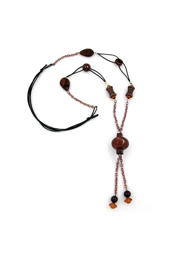 NECKLACE RUSTY-BROWN GLOBE & BEADS