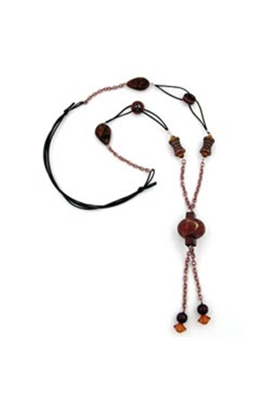 NECKLACE RUSTY-BROWN GLOBE & BEADS