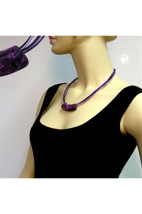 NECKLACE TUBE FLAT CURVED DARK LILAC 50CM