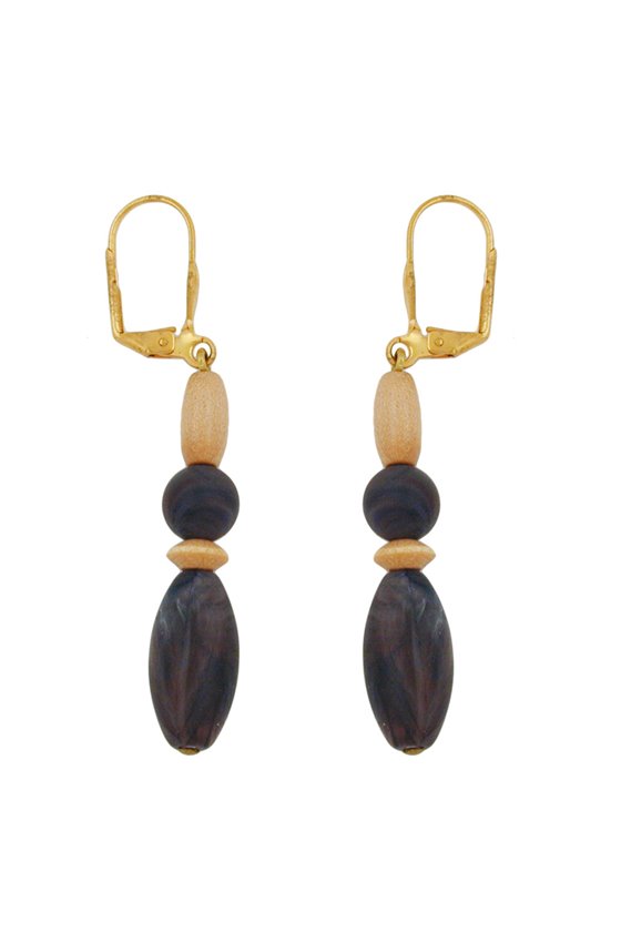LEVERBACK EARRINGS DARK BROWN GREY