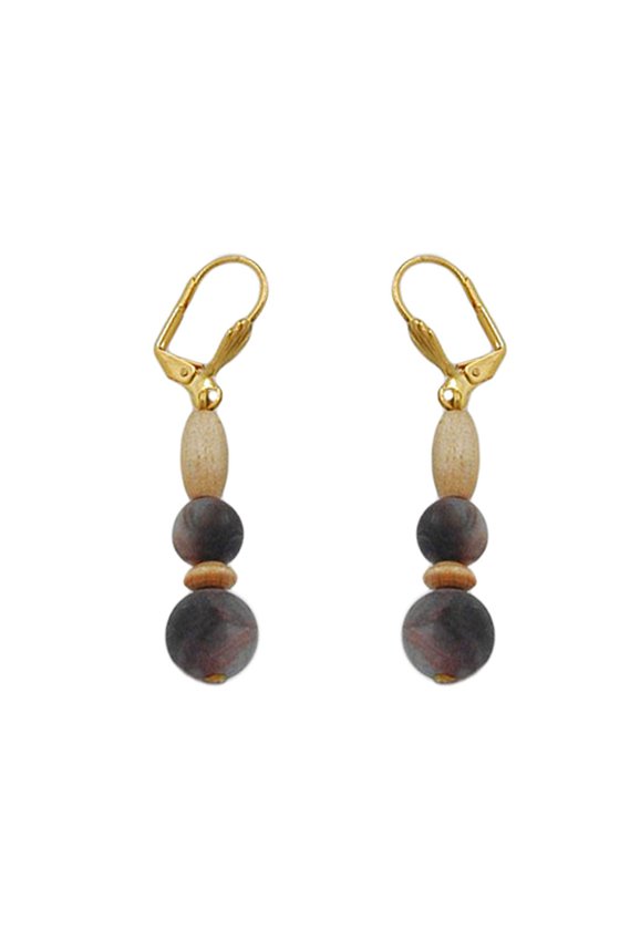 LEVERBACK EARRINGS DARK BROWN GREY