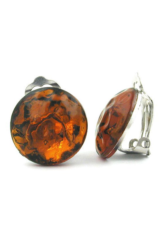 CLIP-ON EARRING AMBER COLOR MARBLED