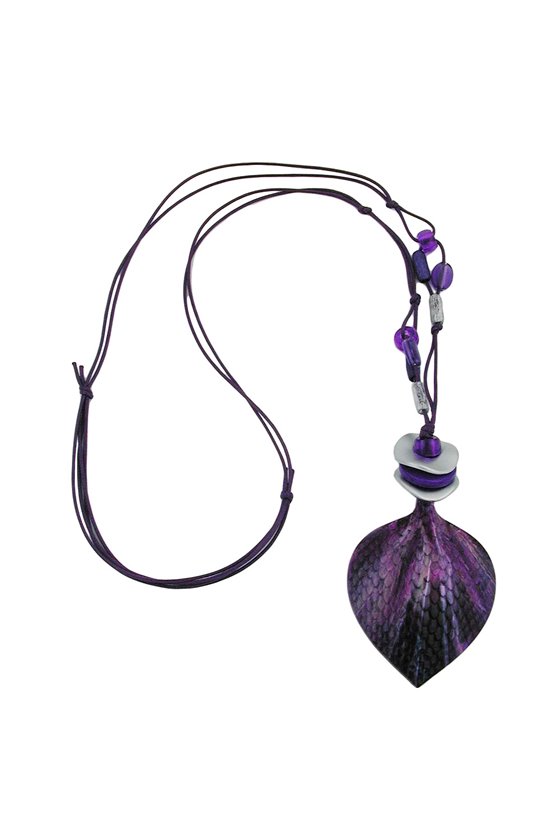 NECKLACE SCALED LEAF LILAC-LAVENDER 95CM
