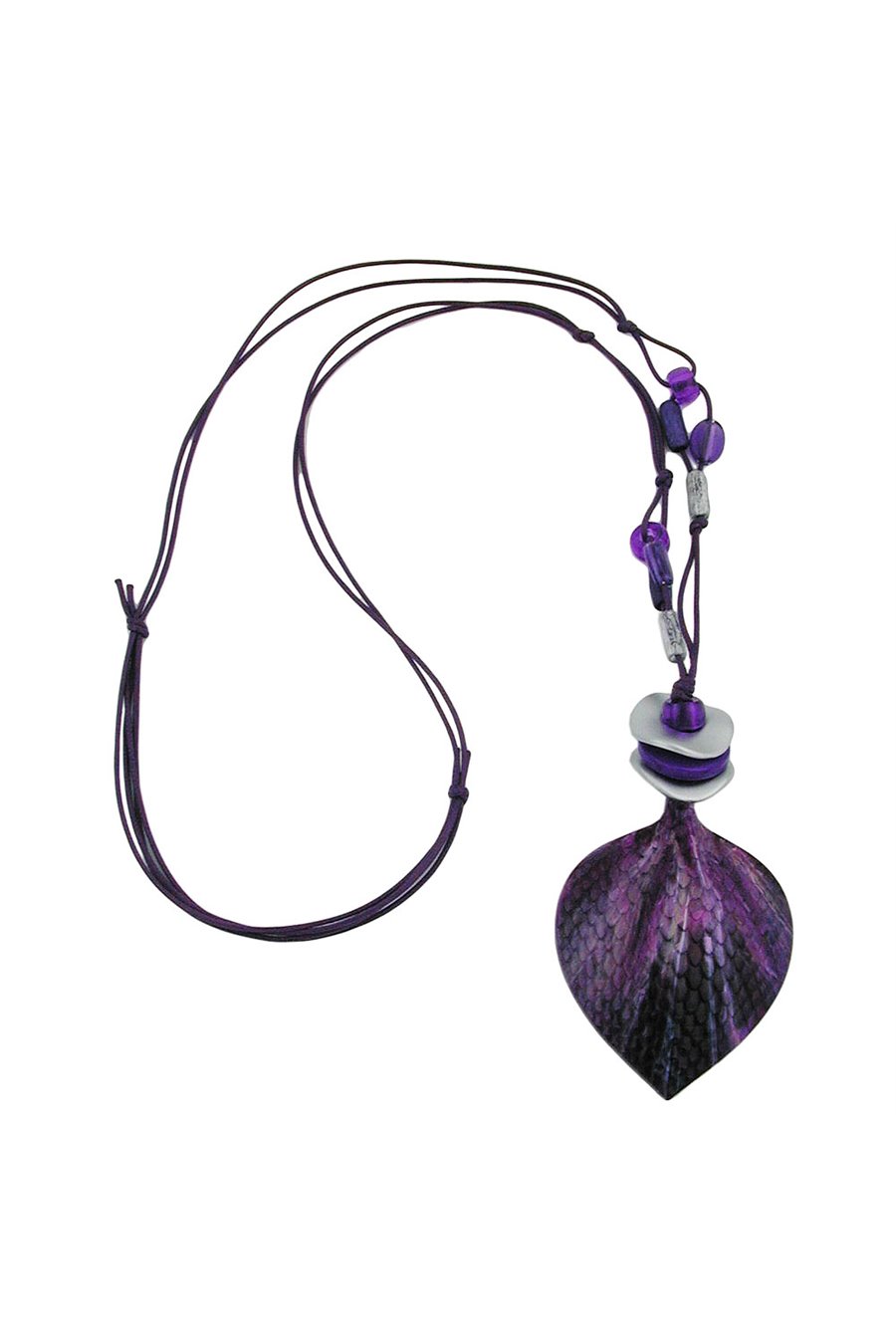 NECKLACE SCALED LEAF LILAC-LAVENDER 95CM