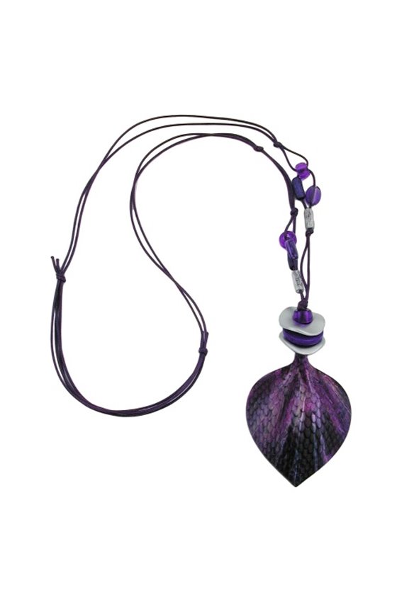 NECKLACE SCALED LEAF LILAC-LAVENDER 95CM