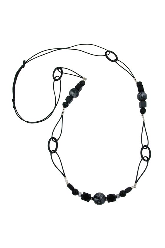 NECKLACE BLACK AND GREY-MARBELED 100CM