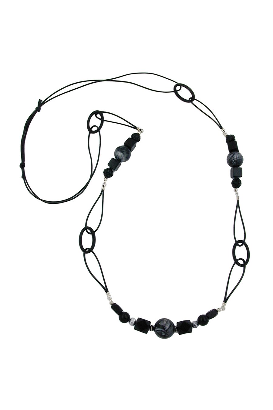 NECKLACE BLACK AND GREY-MARBELED 100CM