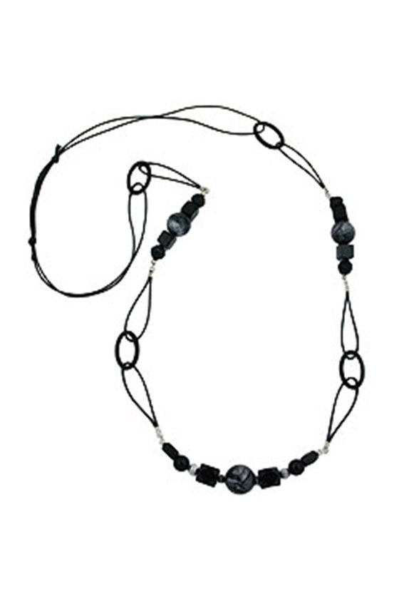 NECKLACE BLACK AND GREY-MARBELED 100CM