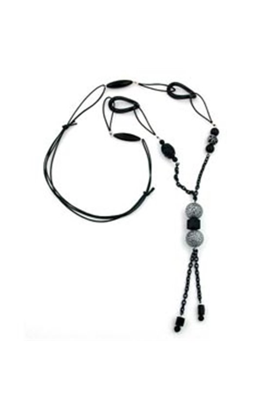 NECKLACE BEADS BLACK CHAIN BLACK 100CM