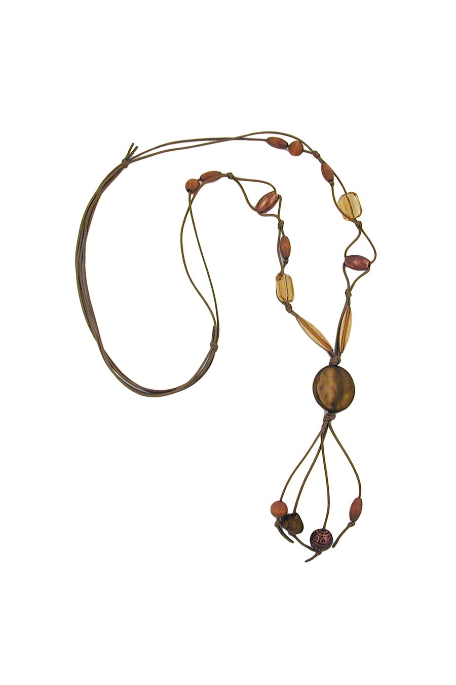 NECKLACE DISK KHAKI SILK-GLOSS 100CM