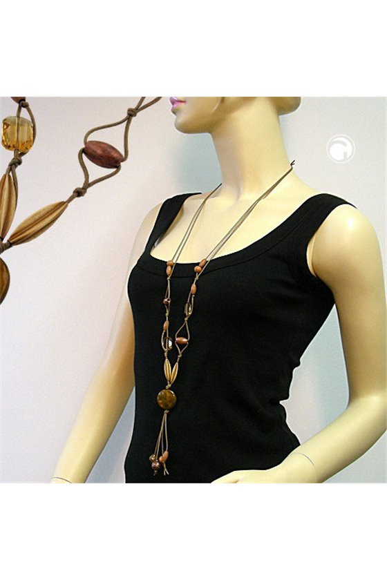 NECKLACE DISK KHAKI SILK-GLOSS 100CM