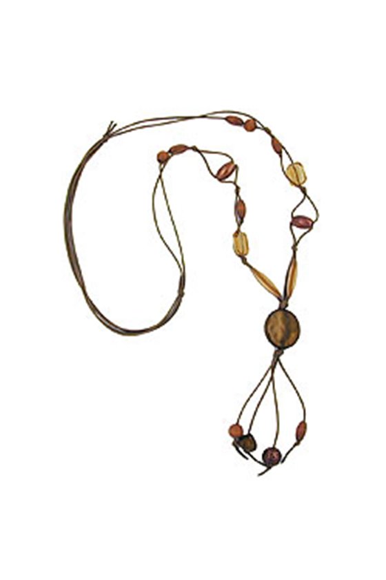 NECKLACE DISK KHAKI SILK-GLOSS 100CM