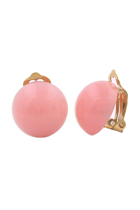 CLIP-ON EARRING ROUND 18MM PINK GLOSSY
