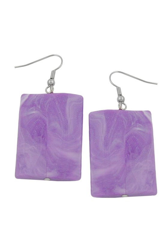 HOOK EARRINGS PILLOW BEAD PURPLE
