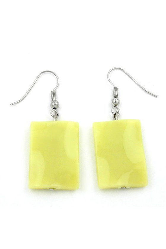 HOOK EARRINGS PILLOW BEAD LIGTH GREEN