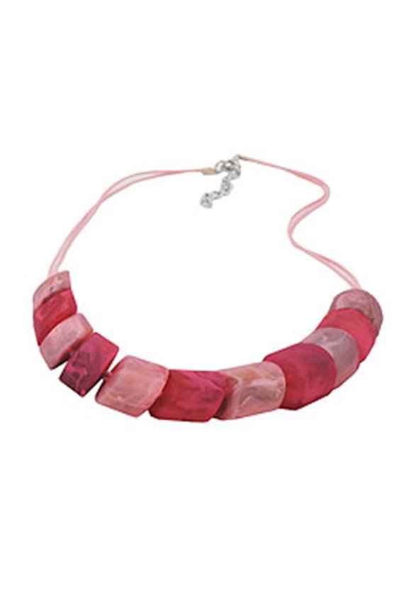 NECKLACE SLANTED BEADS PINK-MIXED