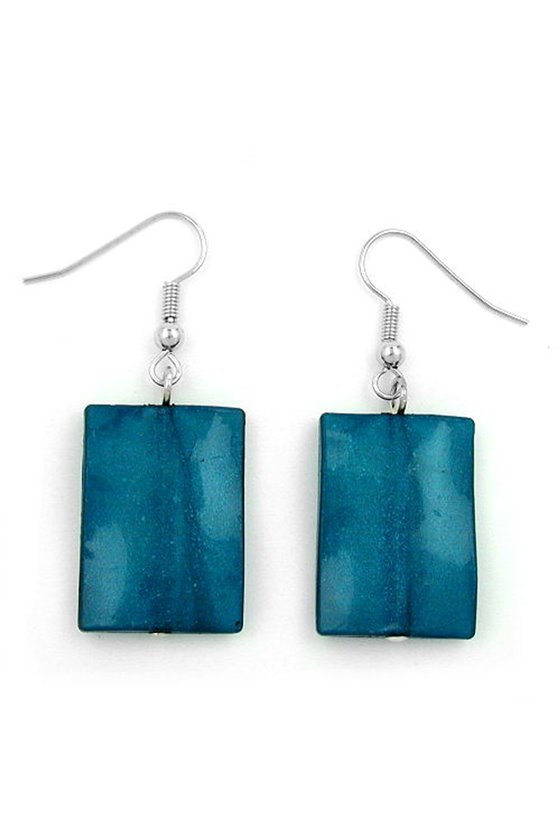 HOOK EARRINGS PILLOW BEAD PETROL COLOUR