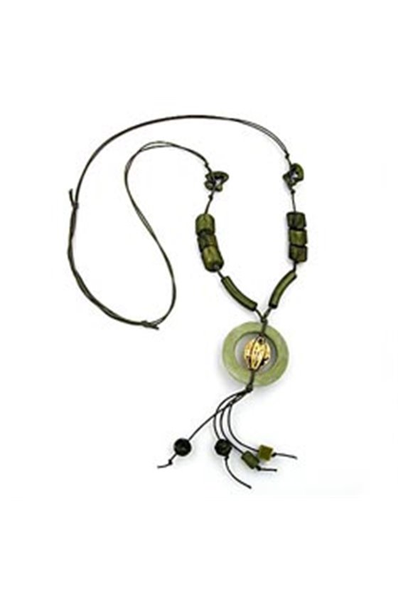 NECKLACE BIG RING DARKGREEN-OLIVE 100CM