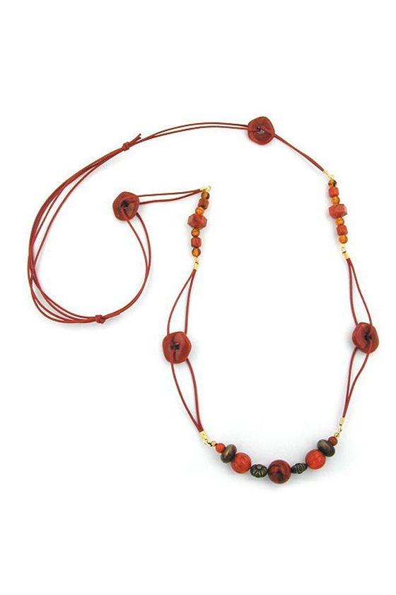 NECKLACE BROWN BEADS 100CM