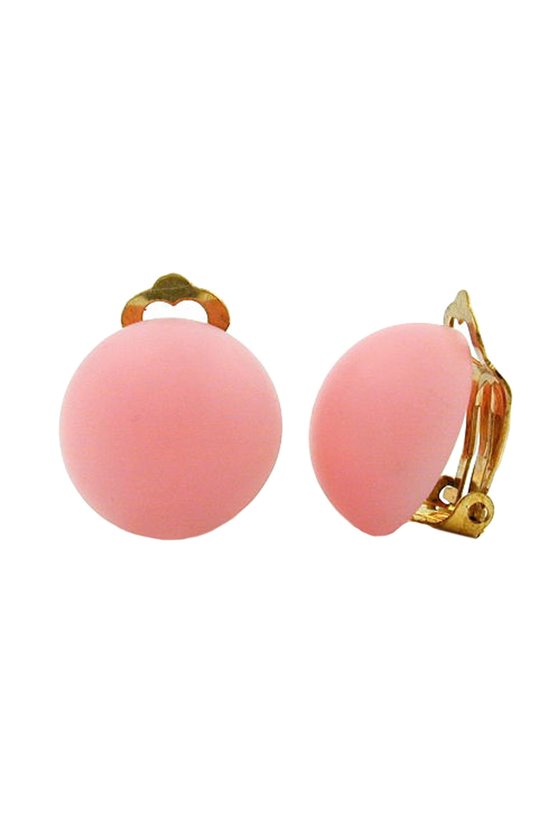 CLIP-ON EARRING ROUND 18MM PINK MATTE