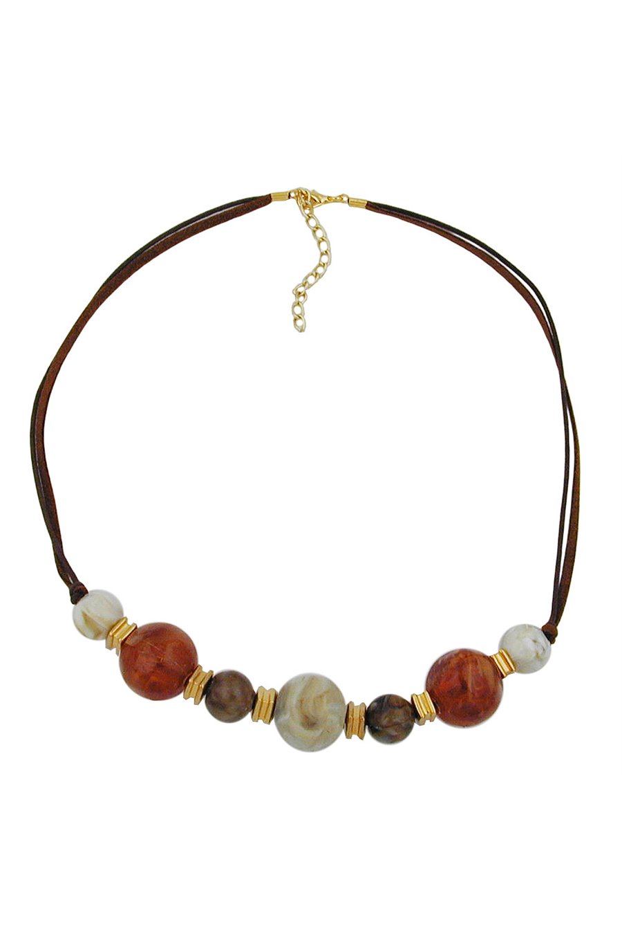 NECKLACE BROWN BEADS 55CM