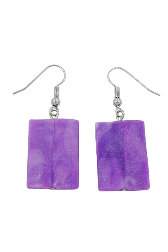 HOOK EARRINGS PILLOW BEAD PURPLE