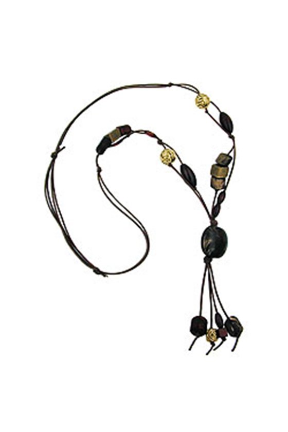 NECKLACE NUGGET DARKBROWN MARBLED 100CM