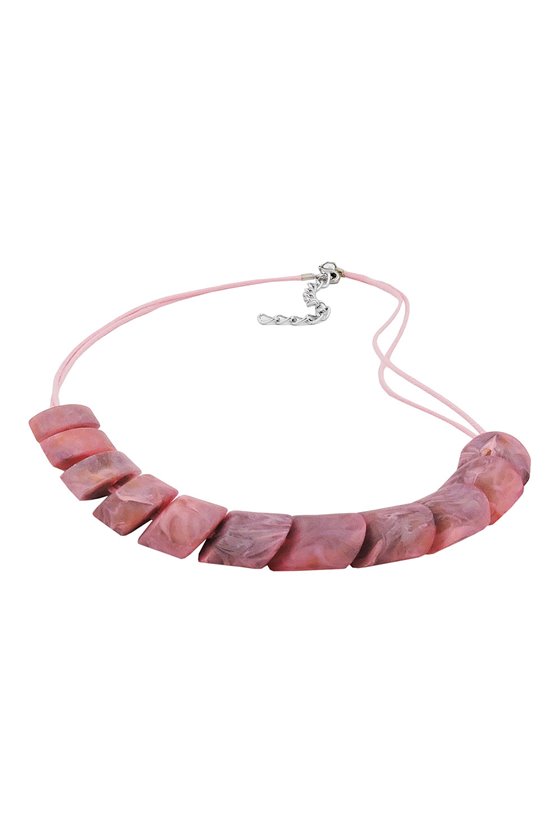 NECKLACE SLANTED BEADS ROSE-MARBLED