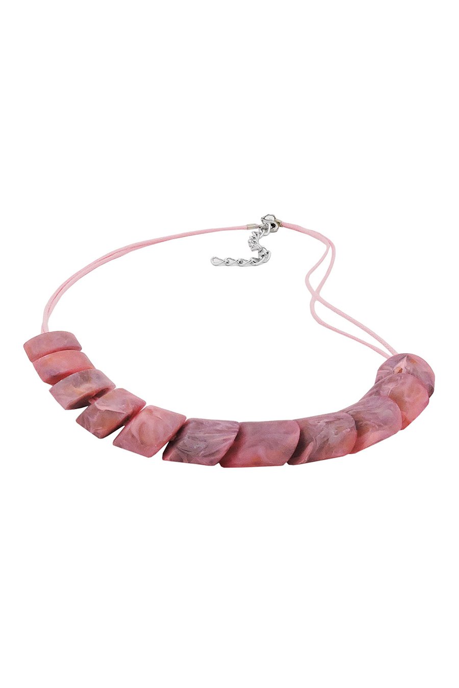 NECKLACE SLANTED BEADS ROSE-MARBLED