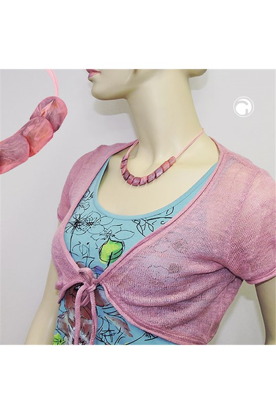 NECKLACE SLANTED BEADS ROSE-MARBLED