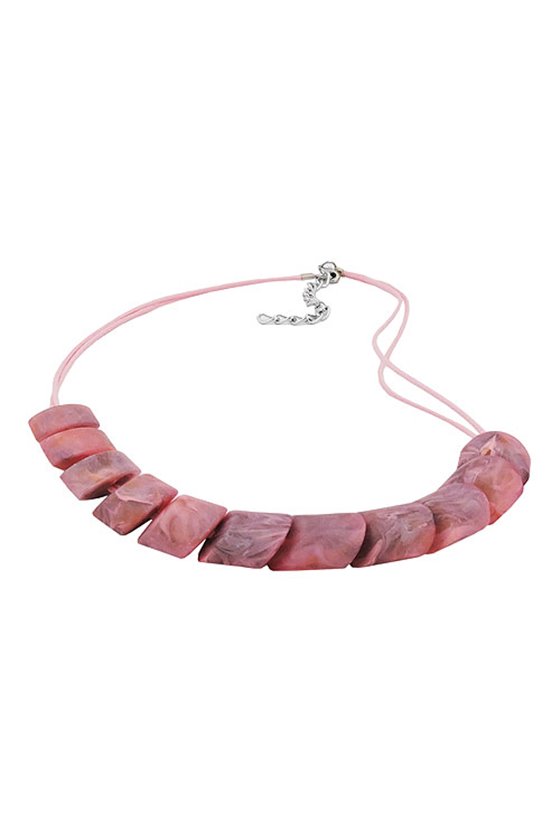 NECKLACE SLANTED BEADS ROSE-MARBLED