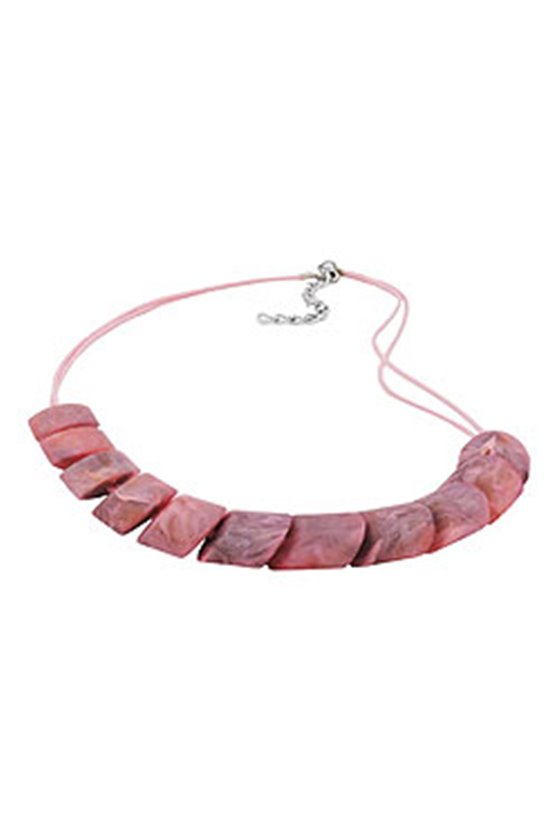 NECKLACE SLANTED BEADS ROSE-MARBLED
