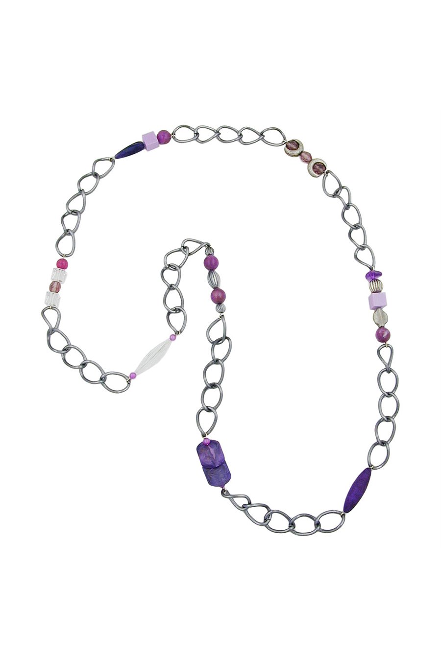 NECKLACE PURPLE BEADS 95CM