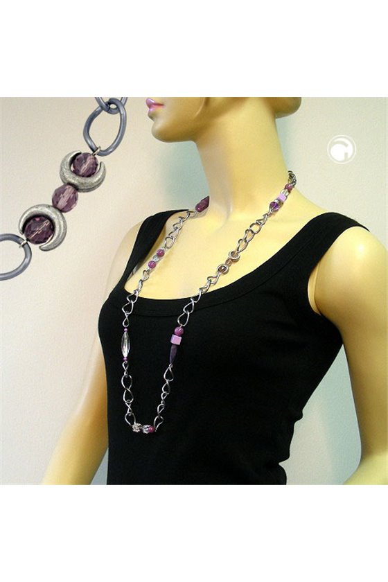 NECKLACE PURPLE BEADS 95CM