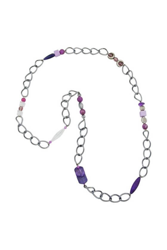 NECKLACE PURPLE BEADS 95CM