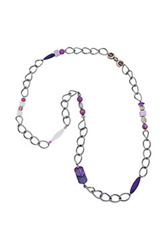 NECKLACE PURPLE BEADS 95CM