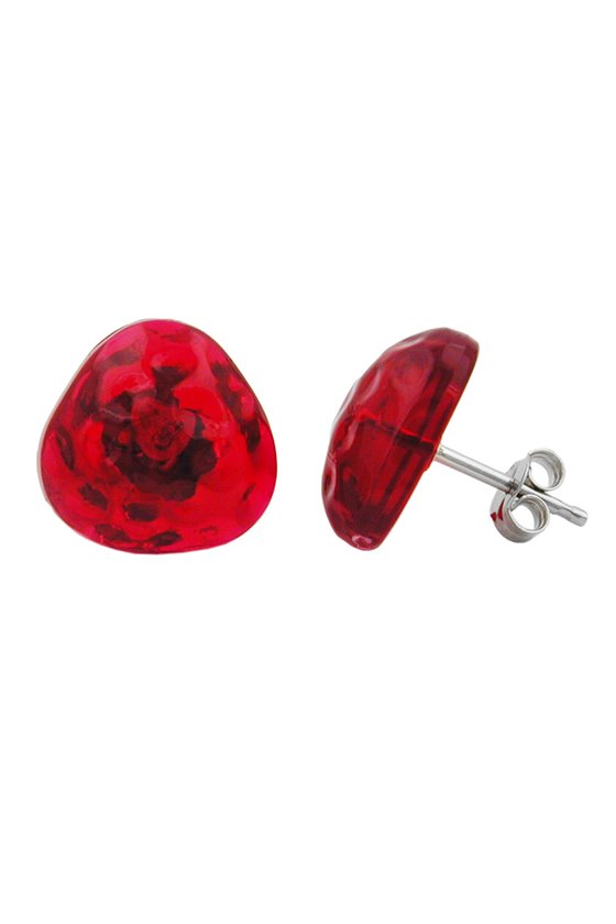 STUD EARRINGS RED TRANSPARENT