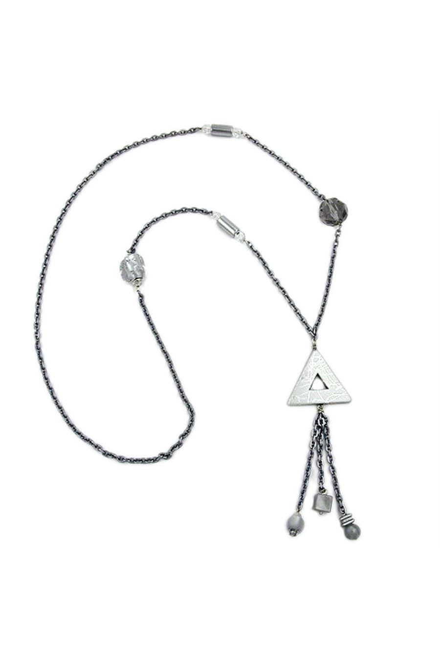 NECKLACE GREY-SILVER CHROME 95CM